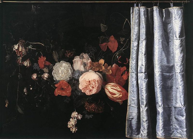 Adriaen van der Spelt Flower Still-Life with Curtain